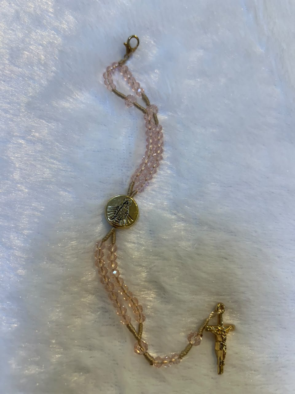 TERLÇO PULSO CRISTAL ROSE TRANSPARENTE - N. SRA. DAS GRACAS - DOURADO