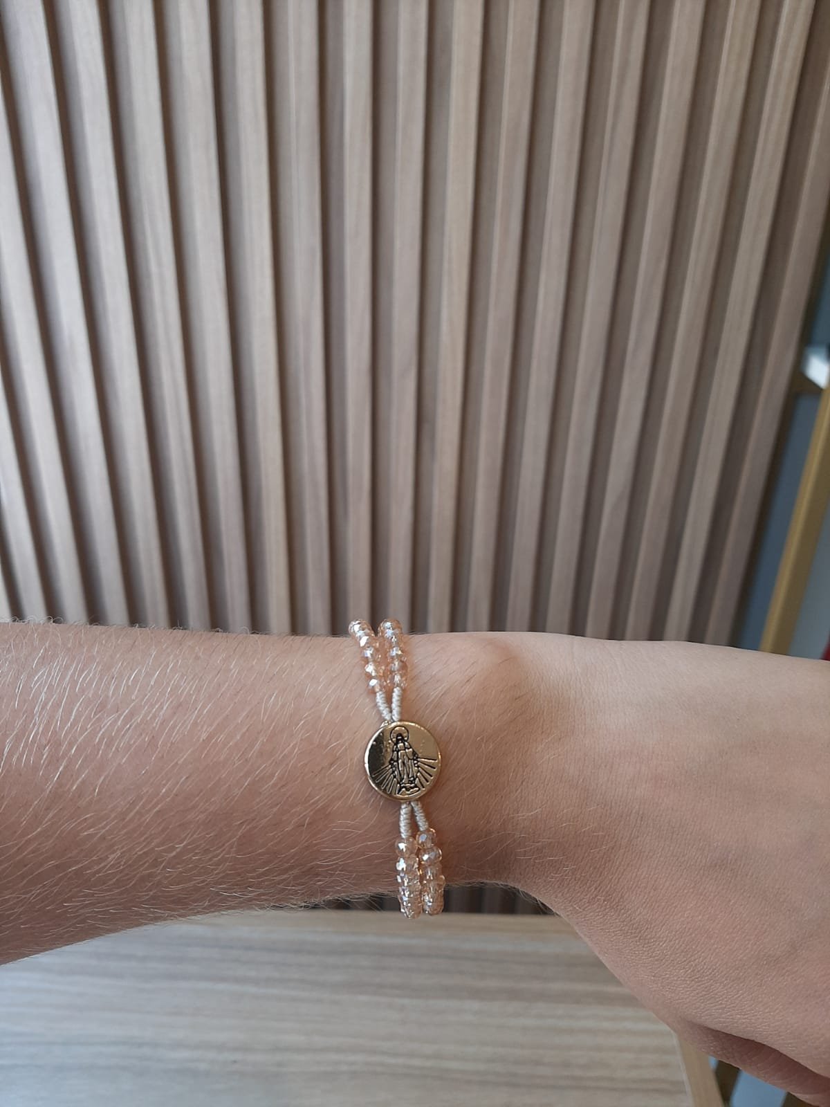 TERLÇO PULSO CRISTAL ROSE TRANSPARENTE - N. SRA. DAS GRACAS - DOURADO - Imagem 2