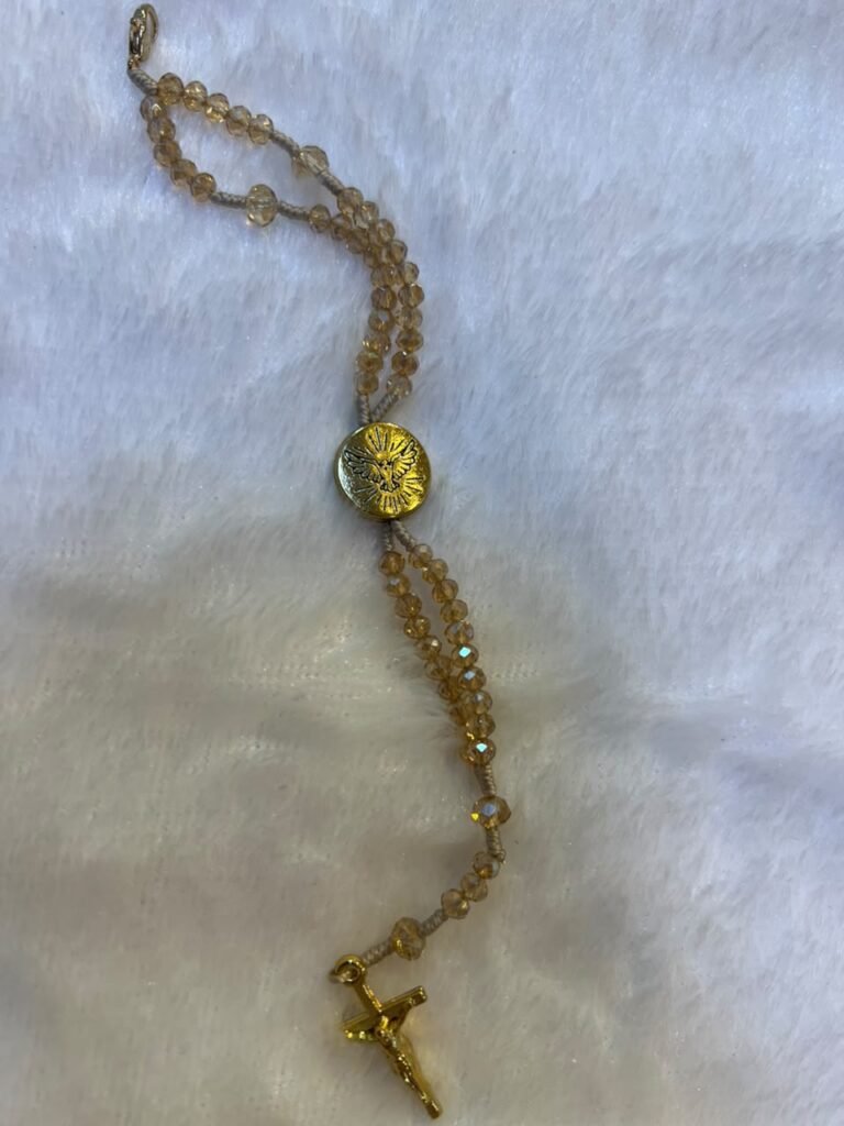 Terço de Pulso Cristal Champanhe - Espírito Santo - Dourado